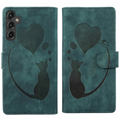 Pen Heart Cat Embossed Leather Phone Case, For Samsung Galaxy S25 FE 5G, For Samsung Galaxy S25 5G, For Samsung Galaxy S25+ 5G, For Samsung Galaxy S25 Ultra 5G