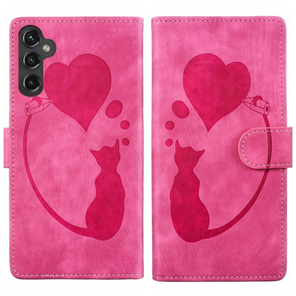 Pen Heart Cat Embossed Leather Phone Case, For Samsung Galaxy S25 FE 5G, For Samsung Galaxy S25 5G, For Samsung Galaxy S25+ 5G, For Samsung Galaxy S25 Ultra 5G