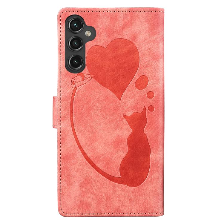Pen Heart Cat Embossed Leather Phone Case, For Samsung Galaxy S25 FE 5G, For Samsung Galaxy S25 5G, For Samsung Galaxy S25+ 5G, For Samsung Galaxy S25 Ultra 5G