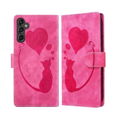 Pen Heart Cat Embossed Leather Phone Case, For Samsung Galaxy S25 FE 5G, For Samsung Galaxy S25 5G, For Samsung Galaxy S25+ 5G, For Samsung Galaxy S25 Ultra 5G