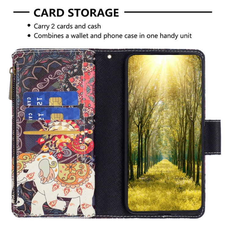 Colored Drawing Pattern Zipper Leather Phone Case, For Samsung Galaxy S25 5G, For Samsung Galaxy S25+ 5G