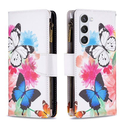 Colored Drawing Pattern Zipper Leather Phone Case, For Samsung Galaxy S25 5G, For Samsung Galaxy S25+ 5G