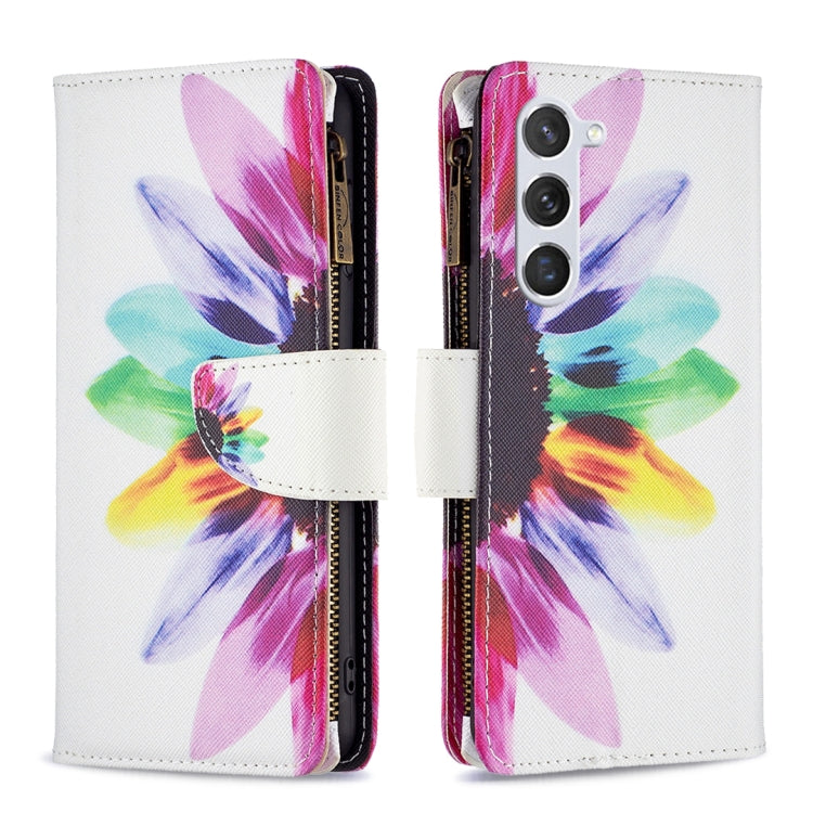 Colored Drawing Pattern Zipper Leather Phone Case, For Samsung Galaxy S25 5G, For Samsung Galaxy S25+ 5G
