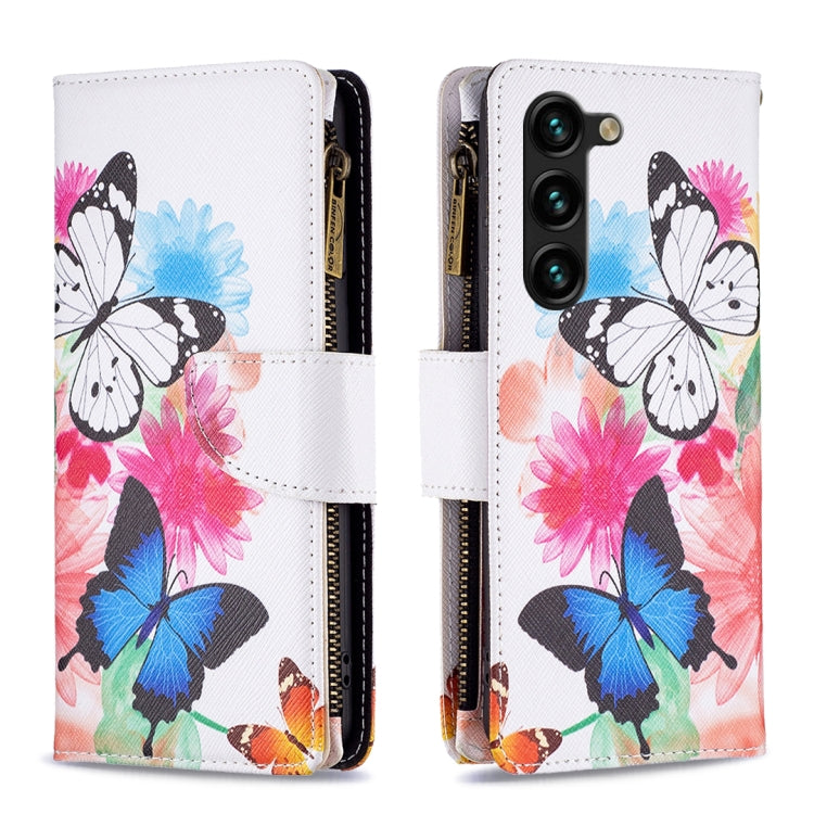 Colored Drawing Pattern Zipper Leather Phone Case, For Samsung Galaxy S25 5G, For Samsung Galaxy S25+ 5G