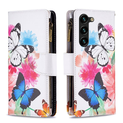 Colored Drawing Pattern Zipper Leather Phone Case, For Samsung Galaxy S25 5G, For Samsung Galaxy S25+ 5G
