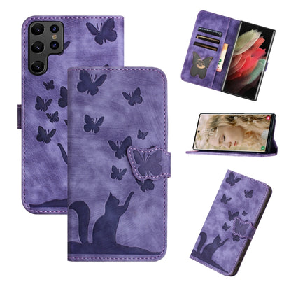 Butterfly Cat Embossing Flip Leather Phone Case, For Samsung Galaxy S25 FE 5G, For Samsung Galaxy S25 5G, For Samsung Galaxy S25+ 5G, For Samsung Galaxy S25 Ultra 5G