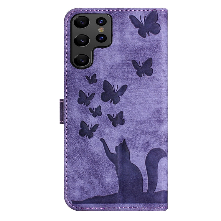 Butterfly Cat Embossing Flip Leather Phone Case, For Samsung Galaxy S25 Ultra 5G