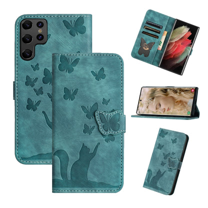 Butterfly Cat Embossing Flip Leather Phone Case, For Samsung Galaxy S25 FE 5G, For Samsung Galaxy S25 5G, For Samsung Galaxy S25+ 5G, For Samsung Galaxy S25 Ultra 5G