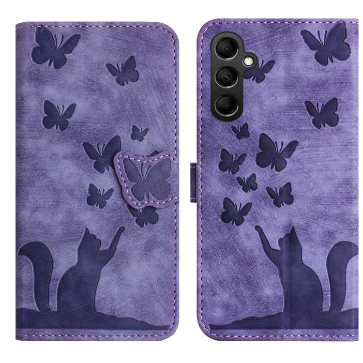 Butterfly Cat Embossing Flip Leather Phone Case, For Samsung Galaxy S26 5G, For Samsung Galaxy S25 FE 5G, For Samsung Galaxy S25 5G, For Samsung Galaxy S25+ 5G