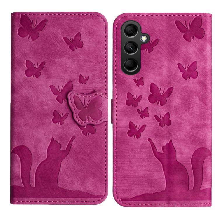 Butterfly Cat Embossing Flip Leather Phone Case, For Samsung Galaxy S25 FE 5G, For Samsung Galaxy S25 5G, For Samsung Galaxy S25+ 5G, For Samsung Galaxy S25 Ultra 5G