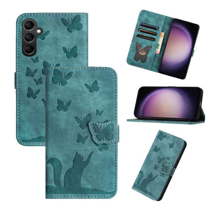 Butterfly Cat Embossing Flip Leather Phone Case, For Galaxy S26 FE 5G, For Samsung Galaxy S26+ 5G, For Samsung Galaxy S26 Edge 5G, For Samsung Galaxy S26 Ultra 5G