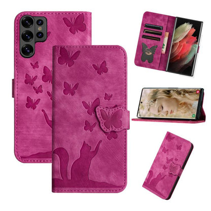 Butterfly Cat Embossing Flip Leather Phone Case, For Galaxy S26 FE 5G, For Samsung Galaxy S26+ 5G, For Samsung Galaxy S26 Edge 5G, For Samsung Galaxy S26 Ultra 5G