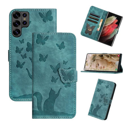 Butterfly Cat Embossing Flip Leather Phone Case, For Galaxy S26 FE 5G, For Samsung Galaxy S26+ 5G, For Samsung Galaxy S26 Edge 5G, For Samsung Galaxy S26 Ultra 5G