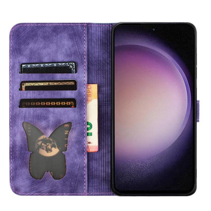 Butterfly Cat Embossing Flip Leather Phone Case, For Samsung Galaxy S26 5G, For Samsung Galaxy S25 FE 5G, For Samsung Galaxy S25 5G, For Samsung Galaxy S25+ 5G