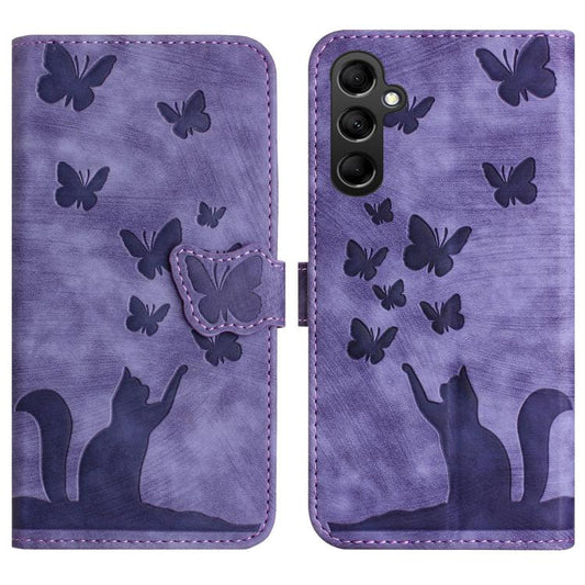 Butterfly Cat Embossing Flip Leather Phone Case, For Galaxy S26 FE 5G, For Samsung Galaxy S26+ 5G, For Samsung Galaxy S26 Edge 5G, For Samsung Galaxy S26 Ultra 5G