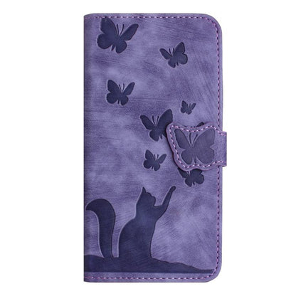 Butterfly Cat Embossing Flip Leather Phone Case, For Galaxy S26 FE 5G, For Samsung Galaxy S26+ 5G, For Samsung Galaxy S26 Edge 5G, For Samsung Galaxy S26 Ultra 5G