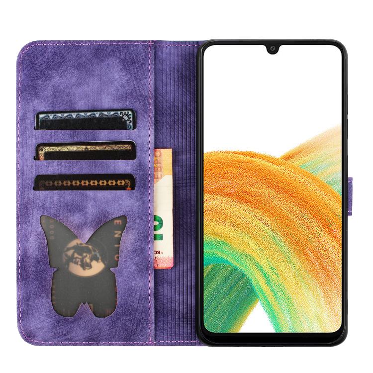 Butterfly Cat Embossing Flip Leather Phone Case, For Galaxy S26 FE 5G, For Samsung Galaxy S26+ 5G, For Samsung Galaxy S26 Edge 5G, For Samsung Galaxy S26 Ultra 5G