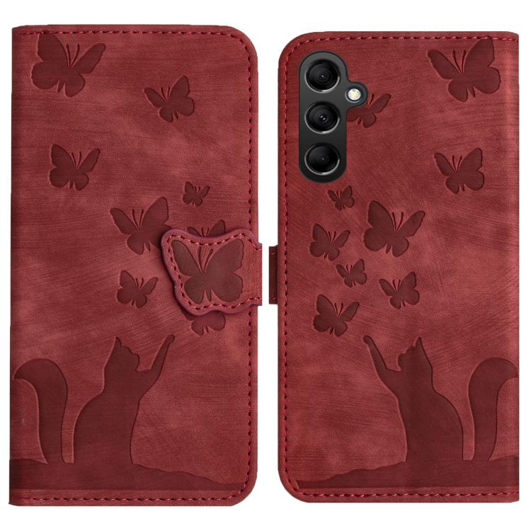 Butterfly Cat Embossing Flip Leather Phone Case, For Galaxy S26 FE 5G, For Samsung Galaxy S26+ 5G, For Samsung Galaxy S26 Edge 5G, For Samsung Galaxy S26 Ultra 5G