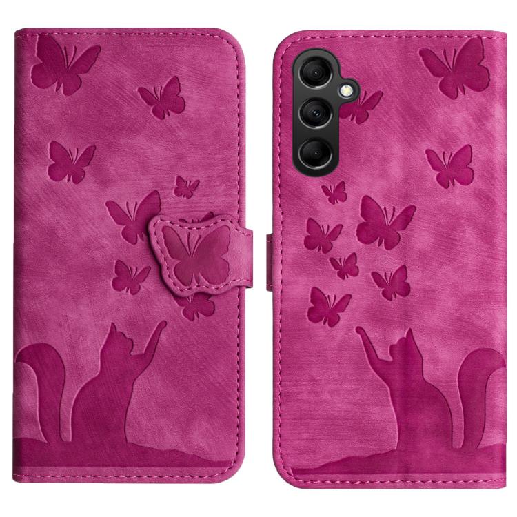 Butterfly Cat Embossing Flip Leather Phone Case, For Galaxy S26 FE 5G, For Samsung Galaxy S26+ 5G, For Samsung Galaxy S26 Edge 5G, For Samsung Galaxy S26 Ultra 5G