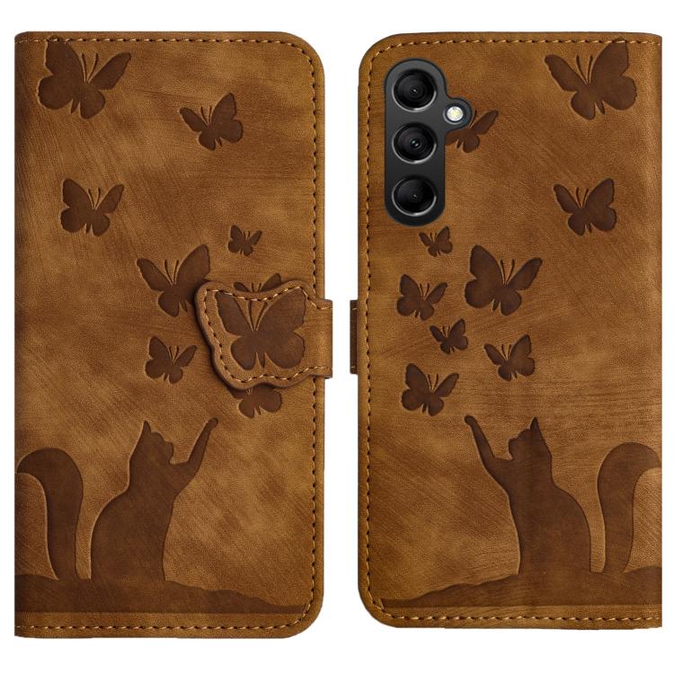 Butterfly Cat Embossing Flip Leather Phone Case, For Galaxy S26 FE 5G, For Samsung Galaxy S26+ 5G, For Samsung Galaxy S26 Edge 5G, For Samsung Galaxy S26 Ultra 5G