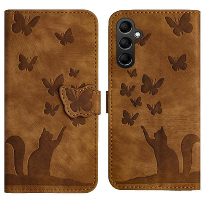 Butterfly Cat Embossing Flip Leather Phone Case, For Galaxy S26 FE 5G, For Samsung Galaxy S26+ 5G, For Samsung Galaxy S26 Edge 5G, For Samsung Galaxy S26 Ultra 5G