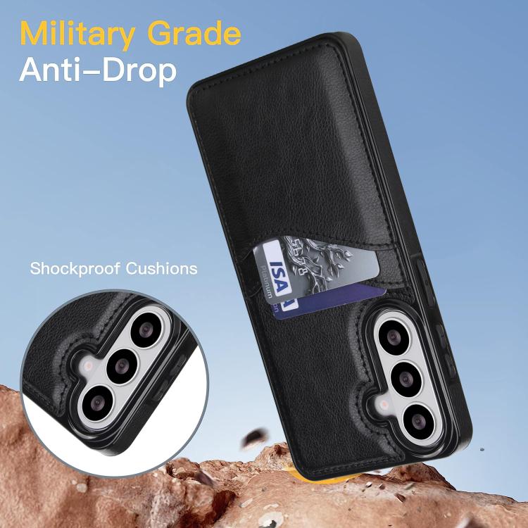 Litchi Leather Skin Card Slots Phone Case, For Samsung Galaxy S26+ 5G, For Samsung Galaxy S26 Ultra 5G, For Samsung Galaxy S26 5G, For Samsung Galaxy S25 Edge 5G