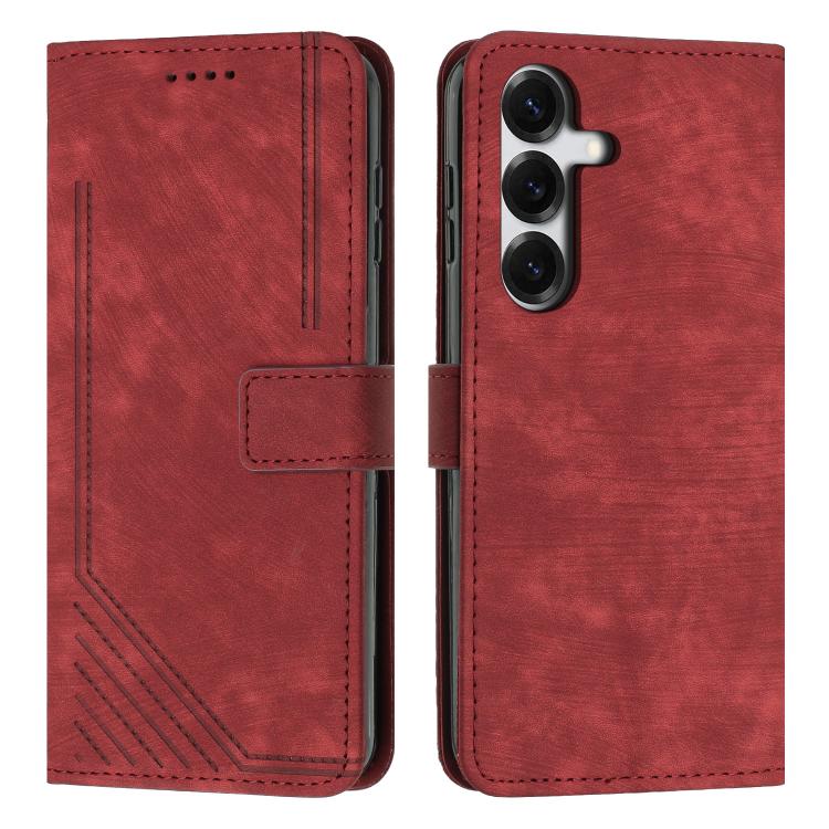 Skin Feel Stripe Pattern Leather Phone Case with Lanyard, For Samsung Galaxy S26+ 5G, For Samsung Galaxy S26 Ultra 5G, For Samsung Galaxy S26 5G, For Samsung Galaxy S25 FE 5G