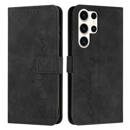 Skin Feel Heart Embossed Leather Phone Case with Long Lanyard, For Samsung Galaxy S25 Ultra 5G