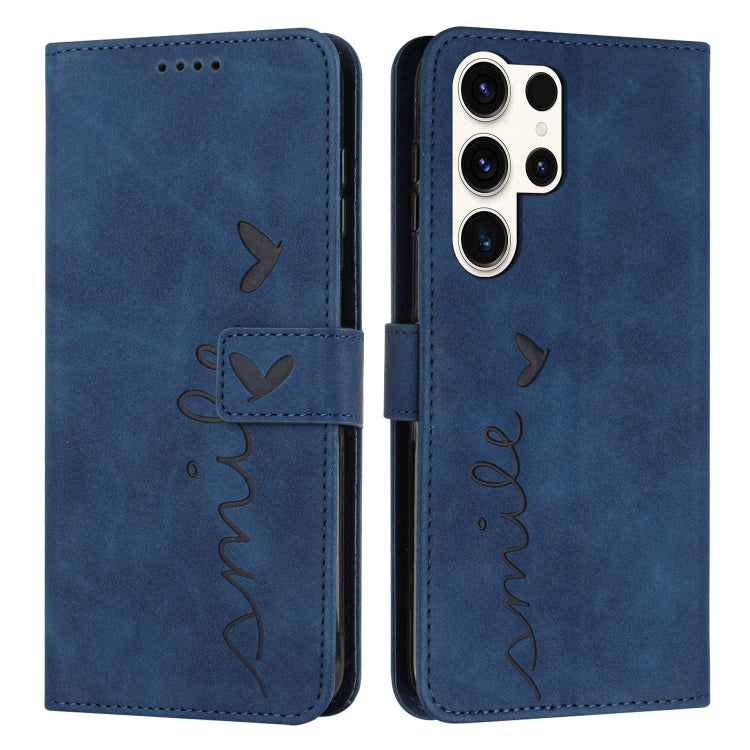 Skin Feel Heart Embossed Leather Phone Case with Long Lanyard, For Samsung Galaxy S25 Ultra 5G