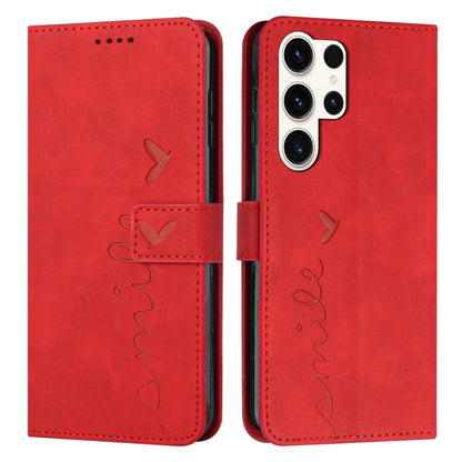 Skin Feel Heart Embossed Leather Phone Case with Long Lanyard, For Samsung Galaxy S25 Edge 5G, For Samsung Galaxy S25 / S24 5G, For Samsung Galaxy S25+ / S24+ 5G, For Samsung Galaxy S25 Ultra 5G