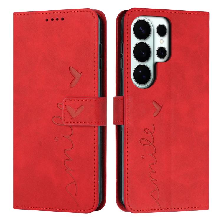 Skin Feel Heart Embossed Leather Phone Case with Long Lanyard, For Galaxy S26 FE 5G, For Samsung Galaxy S26+ 5G, For Samsung Galaxy S26 Ultra 5G, For Samsung Galaxy S26 5G