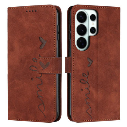 Skin Feel Heart Embossed Leather Phone Case with Long Lanyard, For Galaxy S26 FE 5G, For Samsung Galaxy S26+ 5G, For Samsung Galaxy S26 Ultra 5G, For Samsung Galaxy S26 5G