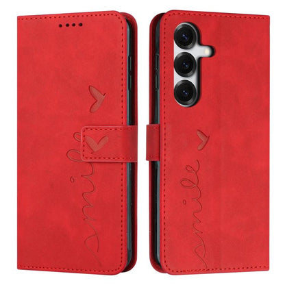 Skin Feel Heart Embossed Leather Phone Case with Long Lanyard, For Galaxy S26 FE 5G, For Samsung Galaxy S26+ 5G, For Samsung Galaxy S26 Ultra 5G, For Samsung Galaxy S26 5G