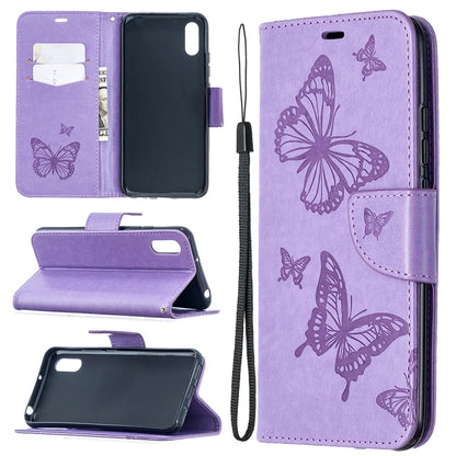Two Butterflies Embossing Pattern Horizontal Flip Leather Case with Holder & Card Slot & Wallet & Lanyard, For Xiaomi Redmi 9A, For Xiaomi Redmi 9C
