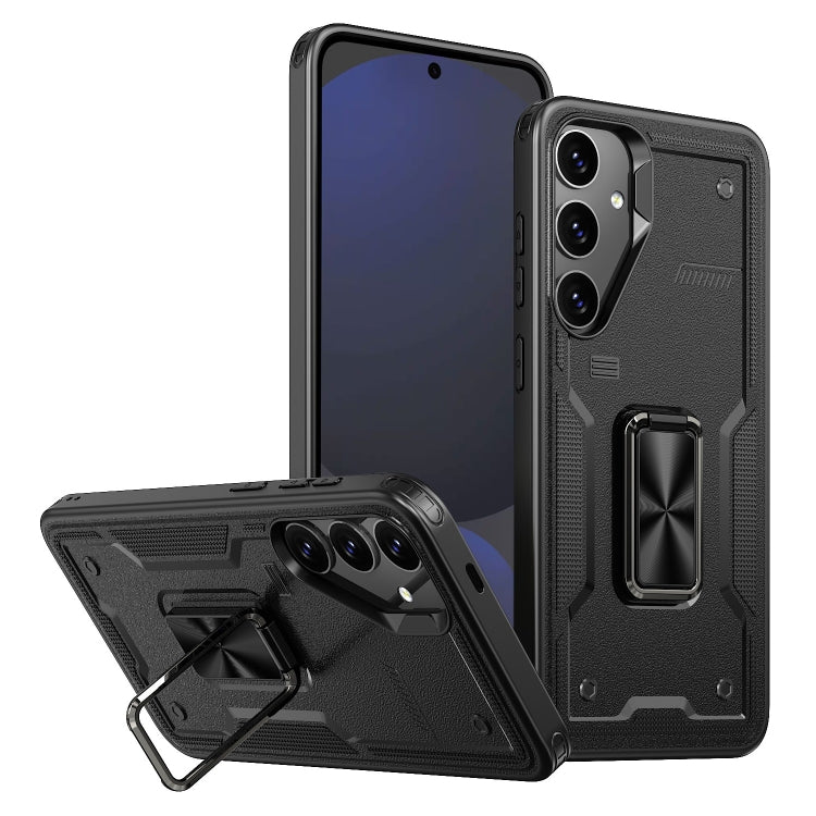 Ring Holder PC Hybrid TPU Phone Case, For Samsung Galaxy S24 FE 5G, For Samsung Galaxy S24 Ultra 5G, For Samsung Galaxy S24+ 5G