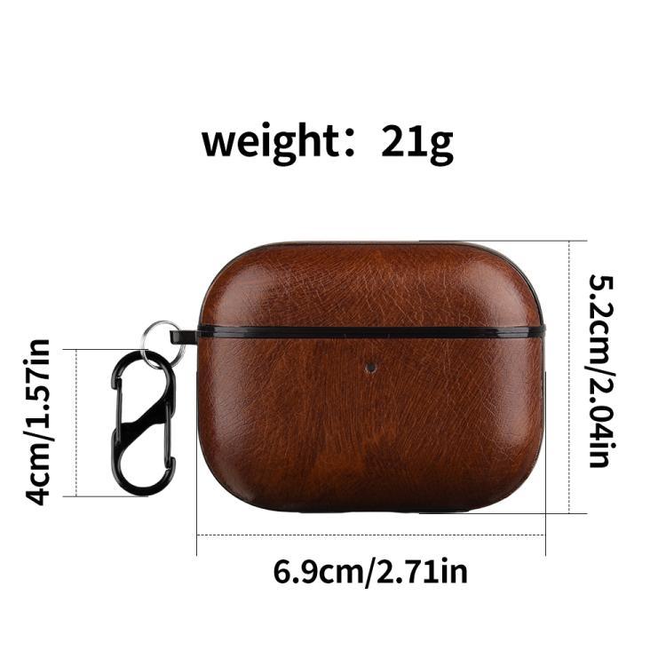 One-Piece Style Leather Earphone Protective Case with Hook, For AirPods Pro 3, For AirPods 4