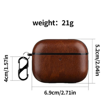 One-Piece Style Leather Earphone Protective Case with Hook, For AirPods Pro 3, For AirPods 4