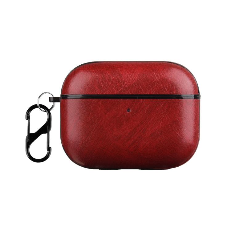 One-Piece Style Leather Earphone Protective Case with Hook, For AirPods Pro 3, For AirPods 4