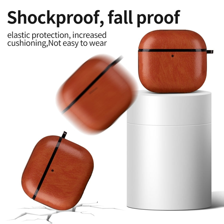 One-Piece Style Leather Earphone Protective Case with Hook, For AirPods Pro 3, For AirPods 4