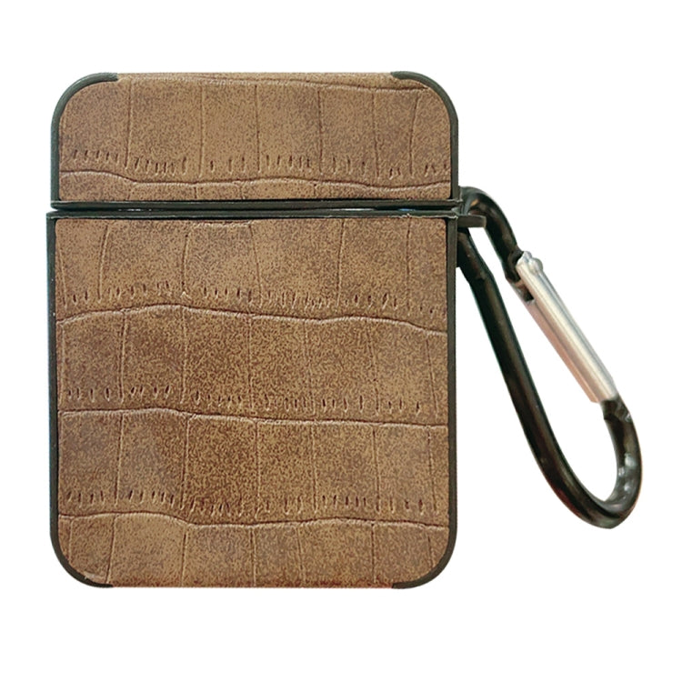 Crocodile Pattern Square Leather Earphone Case, For AirPods Pro, For AirPods 1 / 2