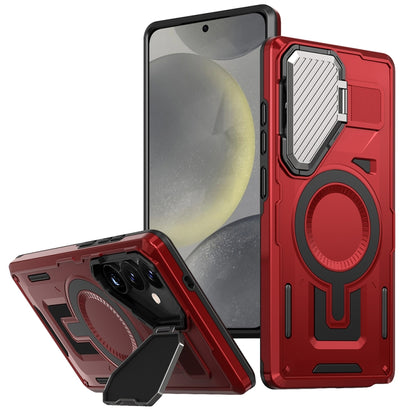 Shield Frame Holder MagSafe Phone Case, For Samsung Galaxy S25+ 5G, For Samsung Galaxy S25 Ultra 5G, For Samsung Galaxy S24 FE 5G