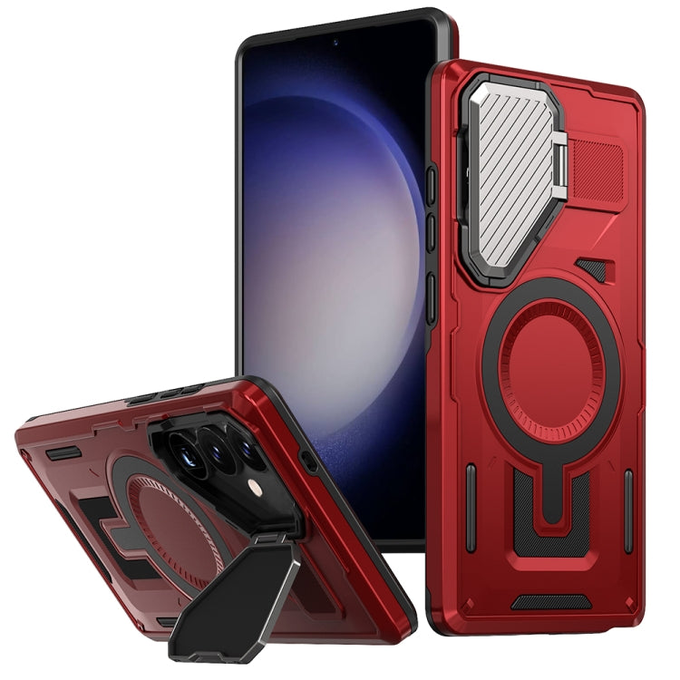 Shield Frame Holder MagSafe Phone Case, For Samsung Galaxy S23 FE 5G, For Samsung Galaxy S23 Ultra 5G, For Samsung Galaxy S23+ 5G