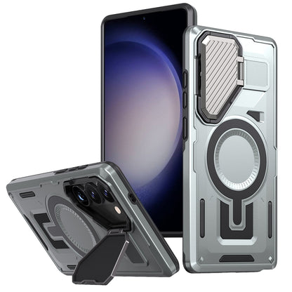 Shield Frame Holder MagSafe Phone Case, For Samsung Galaxy S23 FE 5G, For Samsung Galaxy S23 Ultra 5G, For Samsung Galaxy S23+ 5G
