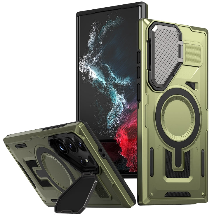 Shield Frame Holder MagSafe Phone Case, For Samsung Galaxy S23 FE 5G, For Samsung Galaxy S23 Ultra 5G, For Samsung Galaxy S23+ 5G