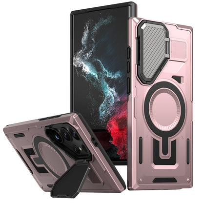 Shield Frame Holder MagSafe Phone Case, For Samsung Galaxy S23 FE 5G, For Samsung Galaxy S23 Ultra 5G, For Samsung Galaxy S23+ 5G
