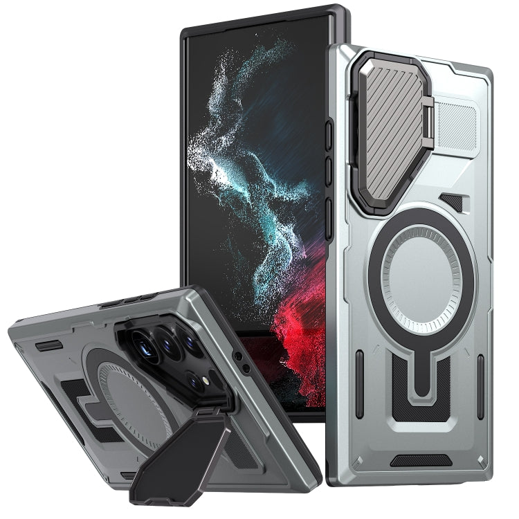 Shield Frame Holder MagSafe Phone Case, For Samsung Galaxy S23 FE 5G, For Samsung Galaxy S23 Ultra 5G, For Samsung Galaxy S23+ 5G