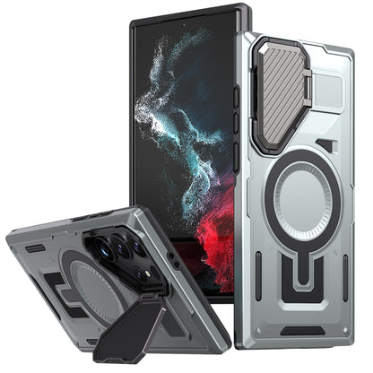 Shield Frame Holder MagSafe Phone Case, For Samsung Galaxy S23 FE 5G, For Samsung Galaxy S23 Ultra 5G, For Samsung Galaxy S23+ 5G