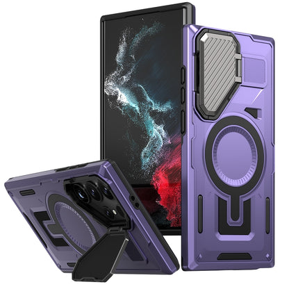 Shield Frame Holder MagSafe Phone Case, For Samsung Galaxy S23 FE 5G, For Samsung Galaxy S23 Ultra 5G, For Samsung Galaxy S23+ 5G