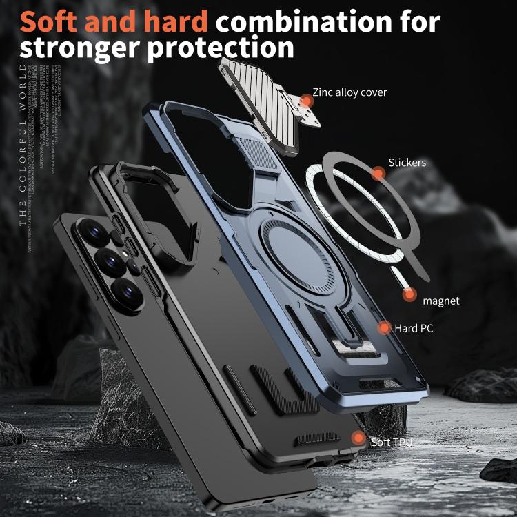 Shield Frame Holder MagSafe Phone Case, For Samsung Galaxy S26 Ultra 5G, For Samsung Galaxy S25 Edge 5G, For Samsung Galaxy S25 5G