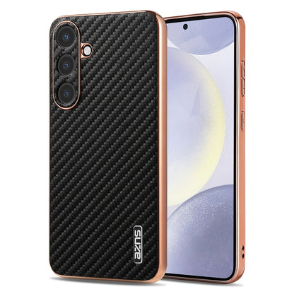 AZNS Electroplated Edge Carbon Fiber Texture Phone Case, For Galaxy S26 FE 5G, For Samsung Galaxy S26+ 5G, For Samsung Galaxy S26 Ultra 5G, For Samsung Galaxy S26 5G, For Samsung Galaxy S25 Edge 5G, For Samsung Galaxy S25 5G